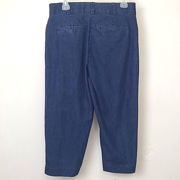 Capris light weight stretch denim front pockets button zipper fly dark wash - Picture 3 of 6